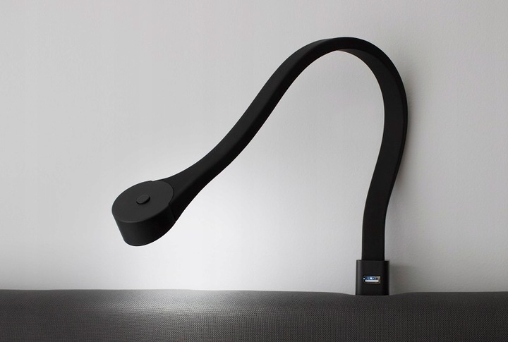 Lampa nocna LED do łóżka sypialni giętka czarna przykręcana 2x FLEXI R
