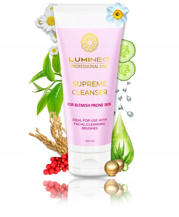 Lumineo Brush PRO różowy 4 końcówki + żel do skóry problematycznej