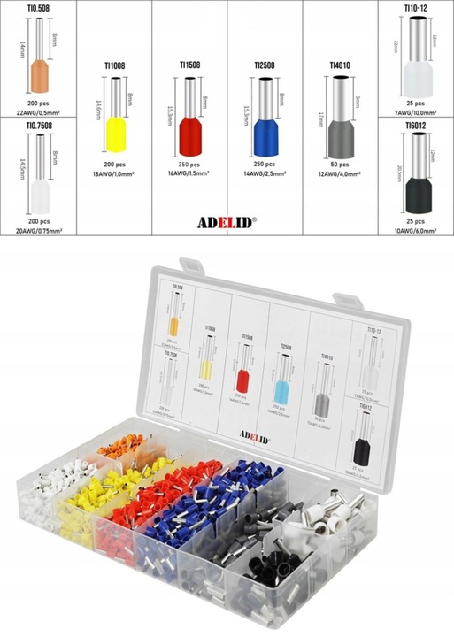 ZACISKARKA PRASKA DO KONEKTORÓW KOŃCÓWEK KABLI PRZEWODÓW + 1300