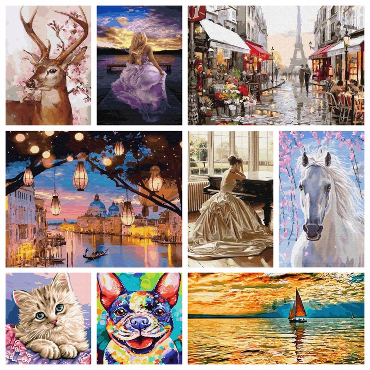 Malowanie Po Numerach Zestaw na Ramie Farby Akrylowe 40x50 cm