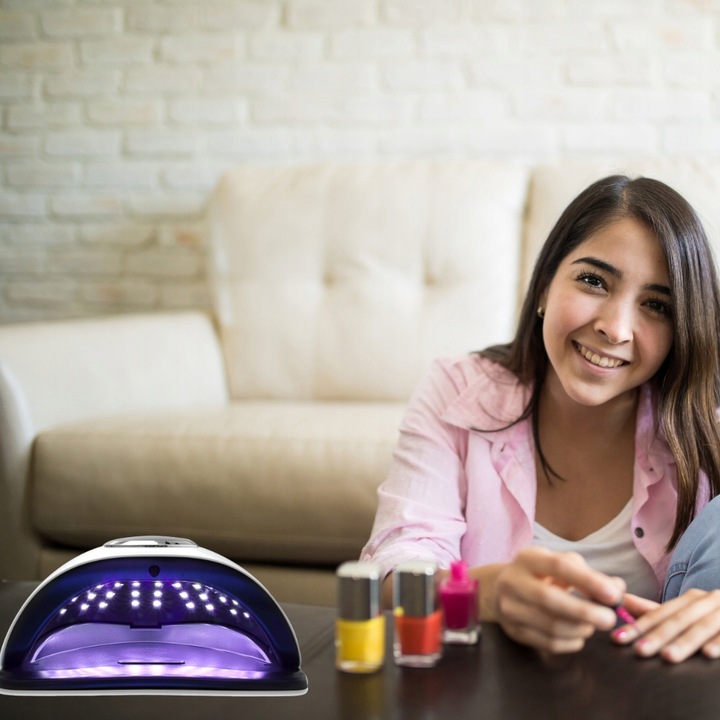 MOCNA LAMPA DO PAZNOKCI HYBRYD ŻELI UV LED SUN X10 MAX LCD Z RĄCZKĄ