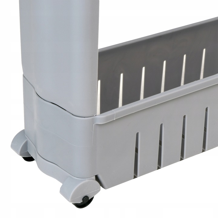 MOBILNA SZAFKA DO ŁAZIENKI KUCHNI PRALNI WĄSKA SZARA REGAŁ NA KÓŁKACH PÓŁKA