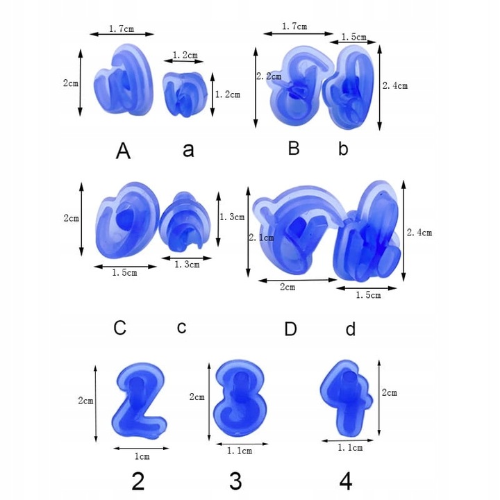 Odcisk Szablon do masy cukrowej Litery Małe i Duże Cyfry Ozdobna Czcionka