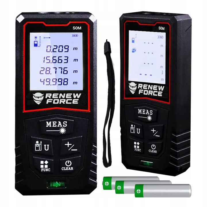 Dalmierz Laserowy MIERNIK ODLEGŁOŚCI Cyfrowy 50M Poziomica ORYGINALNY