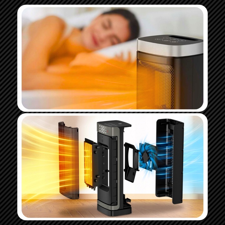 Termowentylator Farelka Cichy 2000W + Timer 4 Tryby Energooszczędny