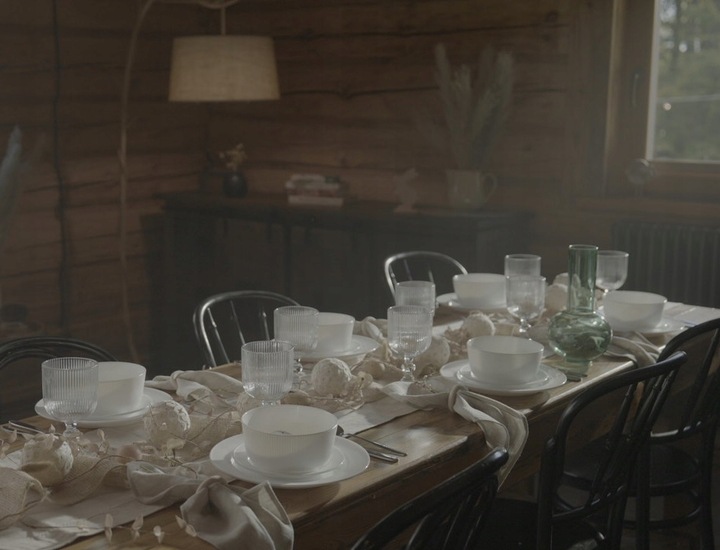 KOMPLET Miski STRIPE ryflowane 760ml 6 sztuk szkło opal