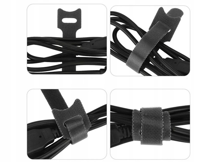 100 x OPASKA RZEP PASKI DO KABLI TAŚMA RZEPOWA WIELOKROTNEGO UŻYTKU