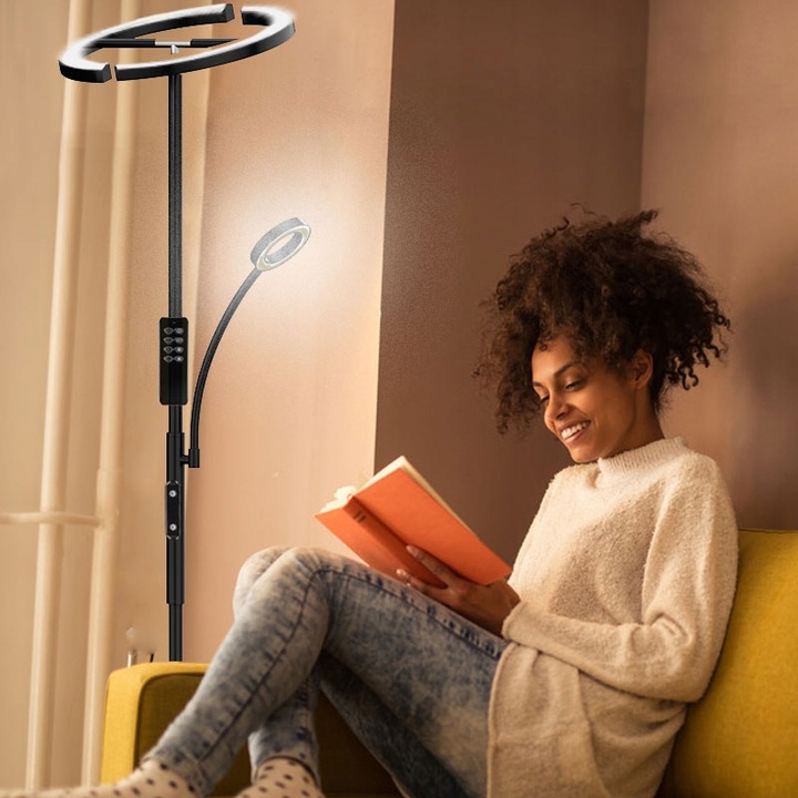 LED Lampa Stojąca Podłogowa Do Salonu 20W+7WPółokrągły kształt 175CM