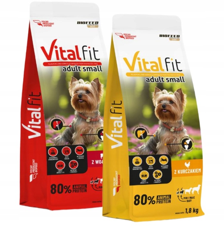 BIOFEED VITALFIT Sucha karma dla psów małych ras Wołowina + Kurczak