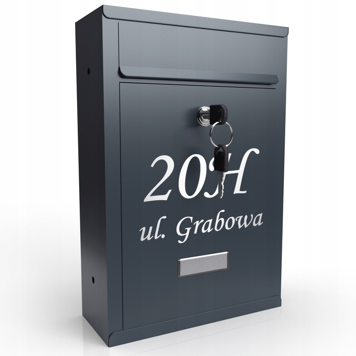 SKRZYNKA NA LISTY Z NUMEREM DOMU | POCZTOWA | A4 | ANTRACYT RAL7016 |