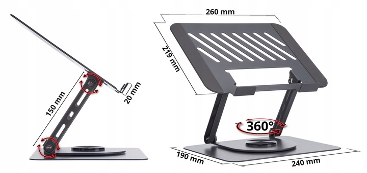 PODSTAWKA POD LAPTOPA 17 REGULOWANA OBROTOWA 360 stopni STOLIK POD LAPTOPA