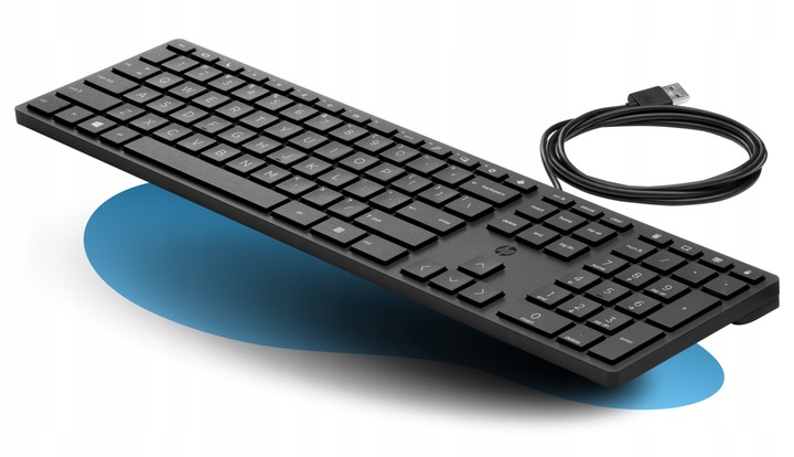 HP PRO!| Cicha biurowa klawiatura USB| Układ PL /US + Cyrylica |CZARNA SLIM
