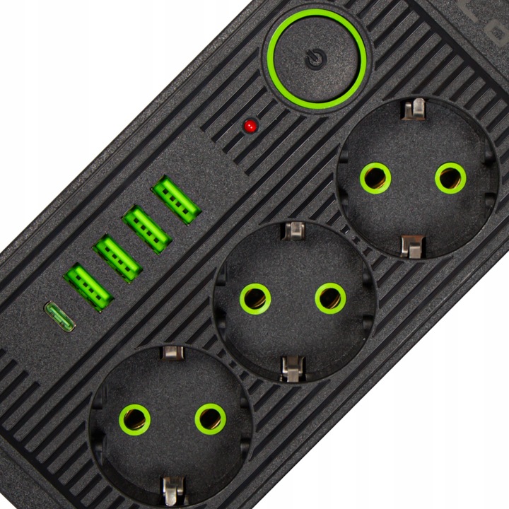 PRZEDŁUŻACZ LISTWA ZASILAJĄCA WŁĄCZNIK 4x USB 3 GNIAZDA 3m USB TYP C