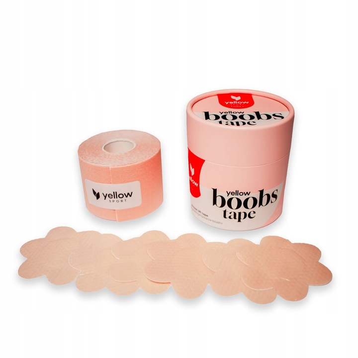 TAŚMA DO PODTRZYMYWANIA BIUSTU 5CM x 5M + 6 NASUTNIKÓW TAPE BEŻOWY CIELISTY