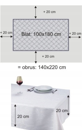 Obrus Szyty z Mankietem 5 cm LZS-33209 140x220 cm