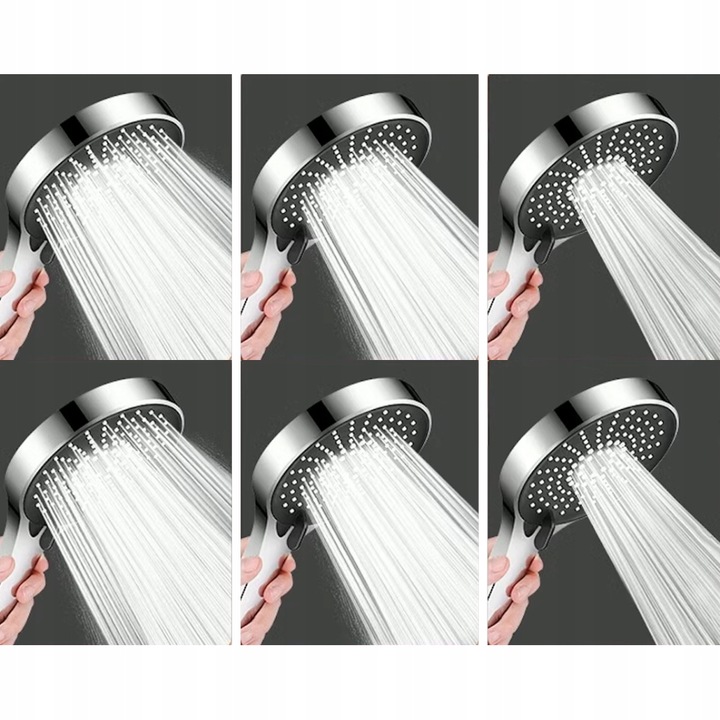 Słuchawka prysznicowa natryskowa 5 funkcji ekologiczna ANTI-CALC chrom duża