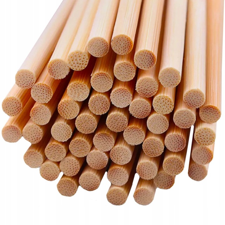 Patyczki do Waty Cukrowej BAMBUSOWE Patyki Bezpieczne OKRĄGŁE 38 cm