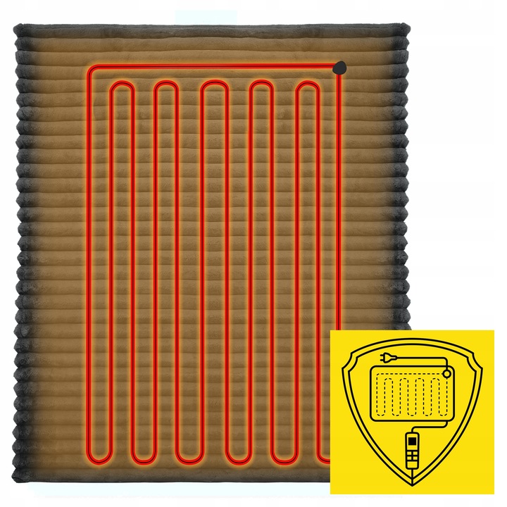 Koc elektryczny DUŻY 180x160 Mata grzewcza Yoer pilot LCD gruby 160W +Timer