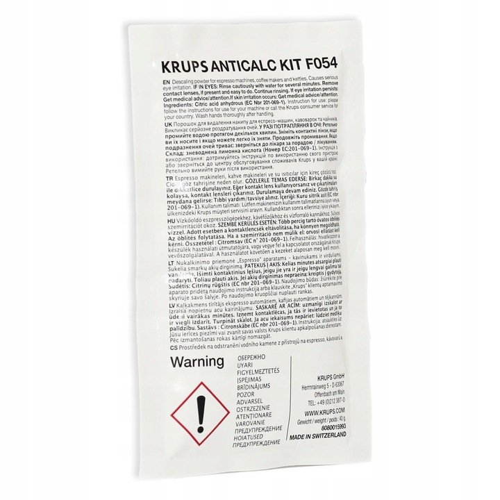 ODKAMIENIACZ ekspresów KRUPS F054 AntiCALC KIT