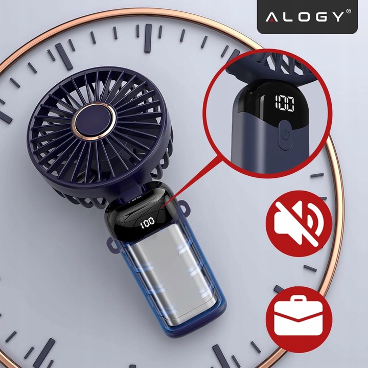 Wiatraczek Wentylator wiatrak stojący ręczny biurkowy cichy mocny USB-C