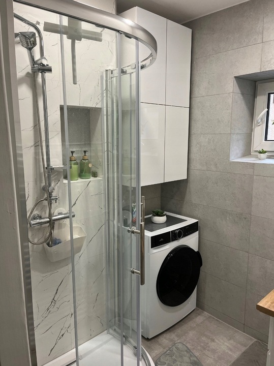 Szafka łazienkowa nad pralkę wisząca do łazienki biała fronty POŁYSK