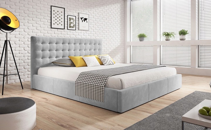 ŁOŻKO TAPICEROWANE VERO Z PODNOSZONYM STELAŻEM POJEMNIKIEM POŚCIEL 160x200