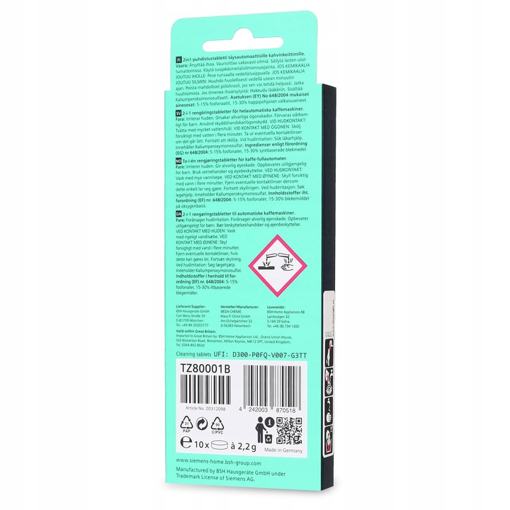 Zestaw Tabletki SIEMENS TZ80001 TZ80002 2w1