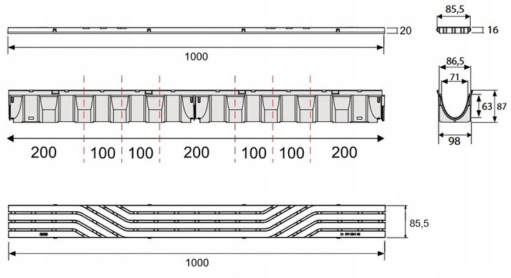 Odwodnienie Liniowe Kanał Slim A15(do 1,5T) parking garaż kratka NOWY