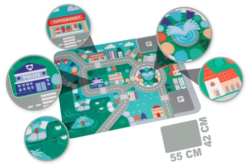 DREWNIANE KLOCKI ZESTAW DROGA MIASTO AUTA 115 ELEMENTÓW MATA PUZZLE