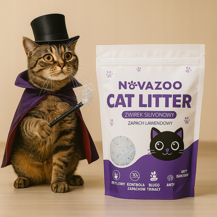 8x ŻWIREK SILIKONOWY LAWENDOWY BEZPYŁOWY PREMIUM DLA KOTA NOVAZOO 3.8L