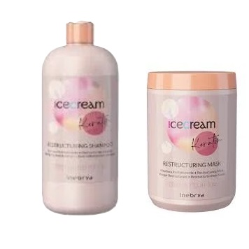 Zestaw Inebrya Ice Cream Keratin Szampon + Maska z Keratyną 2x1000ml