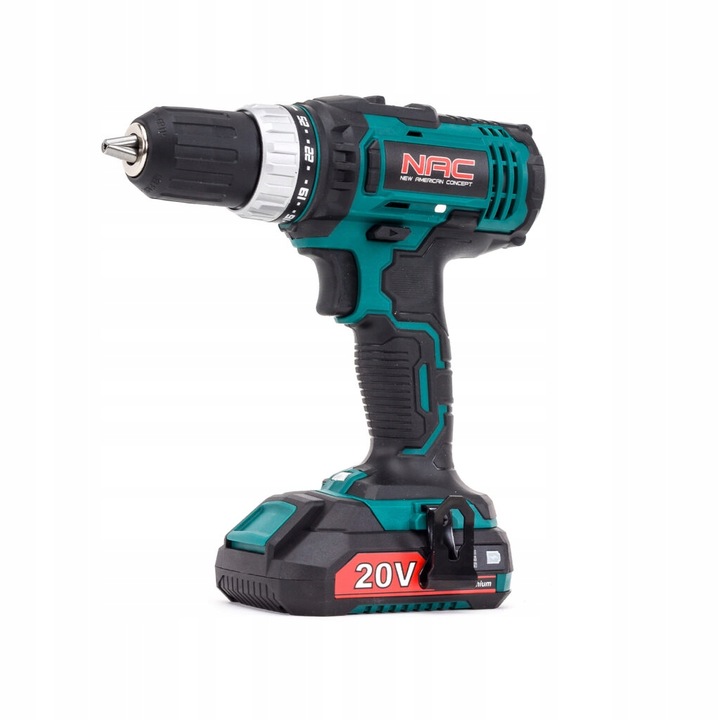 AKUMULATOROWA WIERTARKO WKRĘTARKA NAC 20V 2biegi AKU 2Ah Ładowarka + GRATIS