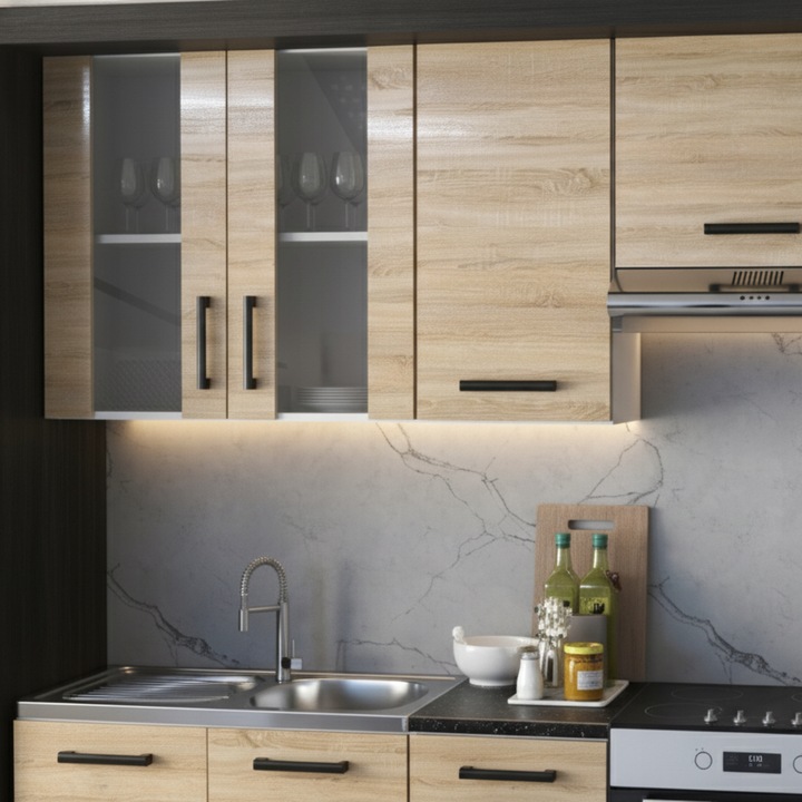 MEBLE KUCHENNE KUCHNIA ZESTAW SZAFKI MODUŁOWE BLAT JOLA 2,4M DĄB