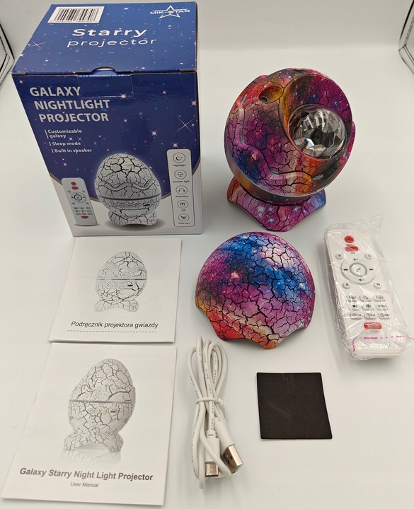 PROJEKTOR GWIAZD LAMPKA NOCNA RZUTNIK LED JAJO DINOZAURA DLA DZIECI PREZENT