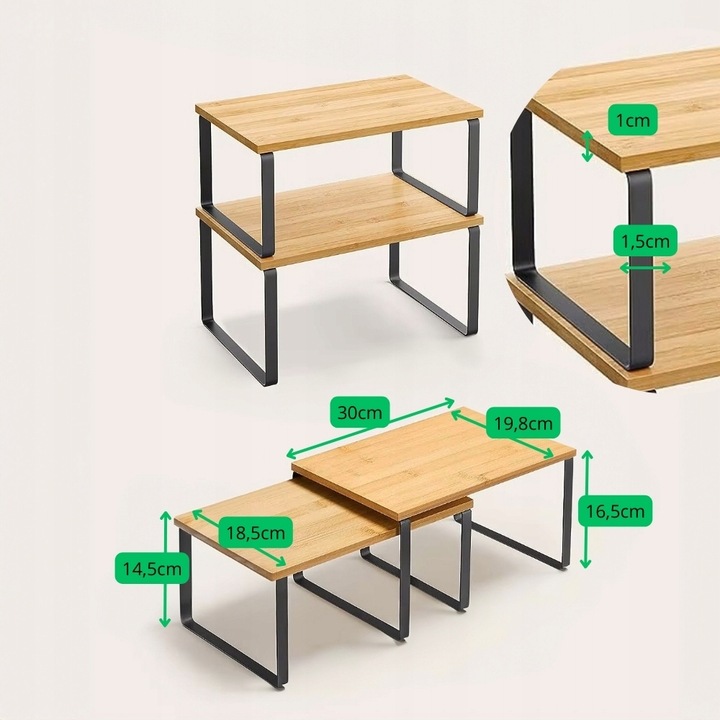 Zestaw 2 szt półek na przyprawy kubki talerze do kuchni łazienki na
