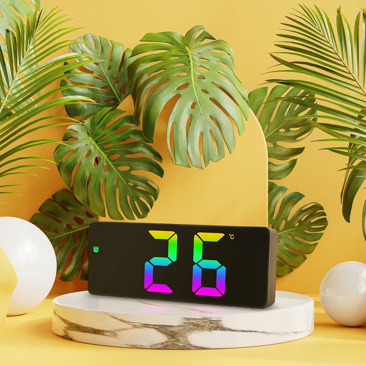 ELEKTRONICZNY ZEGAR LED BUDZIK ZEGAREK Z ALARMEM KOLOROWY