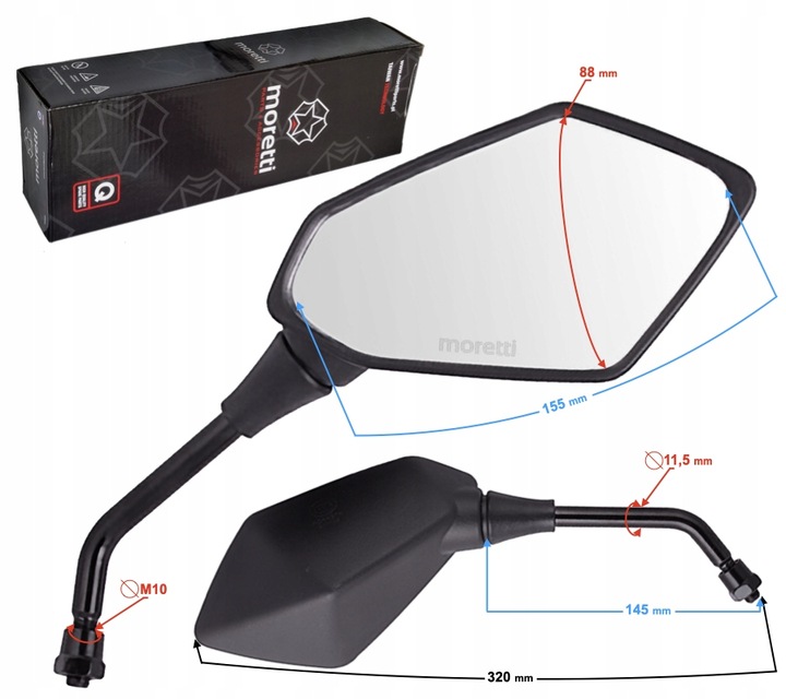 Lusterka Gwint L+R 10mm Yamaha Fz6 Fz1 Xj6 Ybr Xs