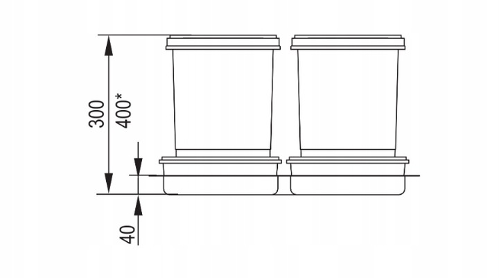 POJEMNIKI REJS DO 60cm 1X15 2X7L DO SEGREGACJI NA ODPADY PRAKTIKO NA