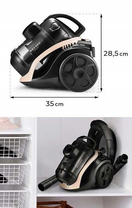 ODKURZACZ BEZWORKOWY 4000W CYKLONOWY TURBOSZCZOTKA FILTR HEPA 15w1 MOZANO