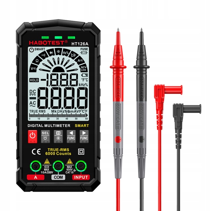 CYFROWY MULTIMETR UNIWERSALNY NCV RMS LIVE TEST TERMOPARA TEMP.