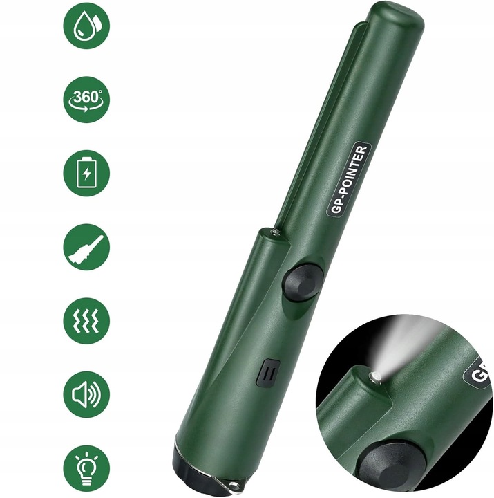 Wykrywacz Metali Detektor Metalu Ręczny GP POINTER Monet Złota z Latarką