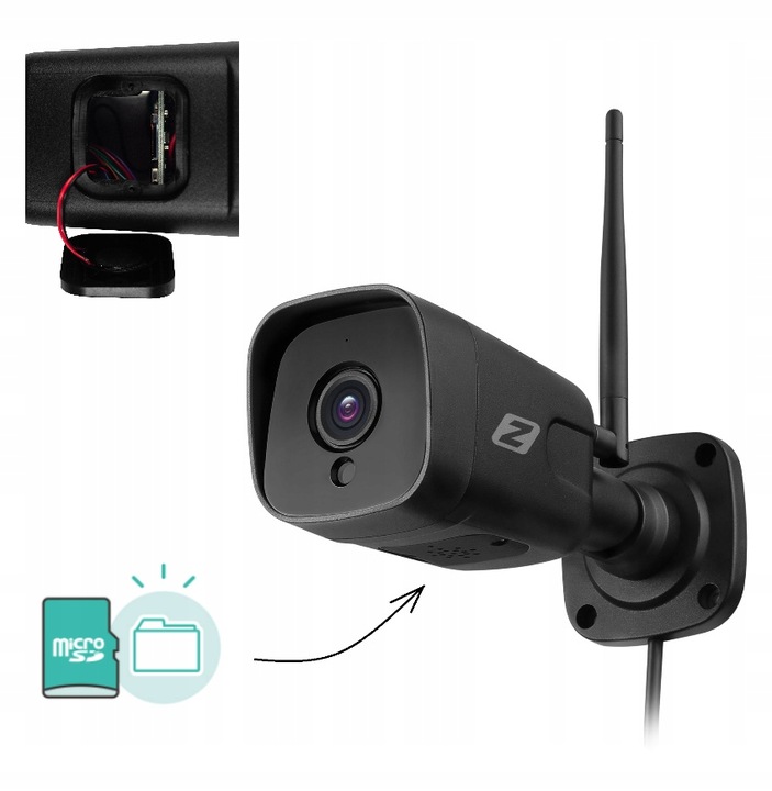 Kamera Zewnętrzna IP WiFi 5MPx 5MP Czarna Wykrywanie ludzi, AUDIO