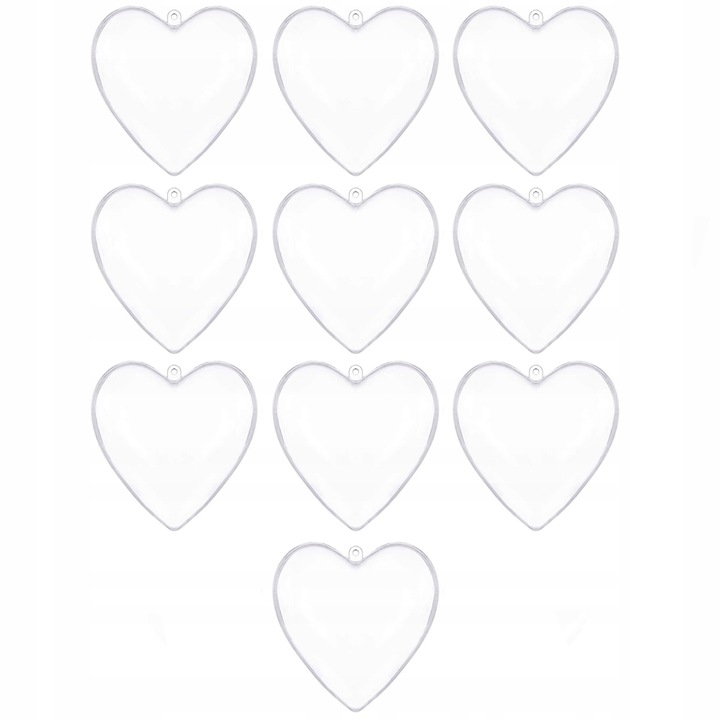 SERCA BOMBKI AKRYLOWE PLASTIKOWE BOMBKA SERCE PRZEŹROCZYSTA DECO 8cm 10szt