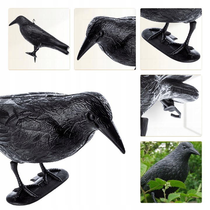 DUŻY KRUK ODSTRASZACZ PTAKÓW GOŁĘBI SZPAKÓW PTAKI NA BALKON CZARNY 3