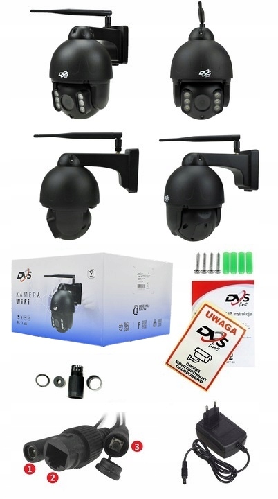 ZESTAW KAMER WIFI OBROTOWE 8Mp 4K MONITORING 4 KAMERY BEZPRZEWODOWE DVS 2TB