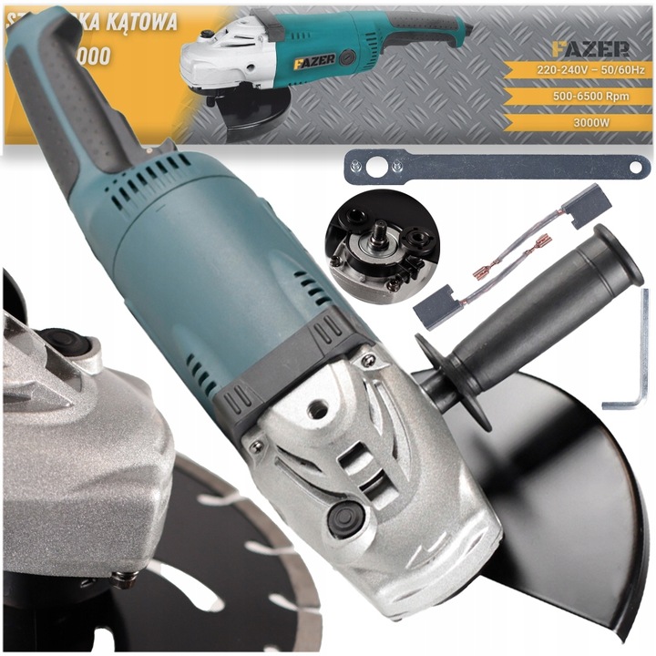 SZLIFIERKA KĄTOWA 230mm DUŻA WOLNY START SOFT KĄTÓWKA 3000W MOCNA +