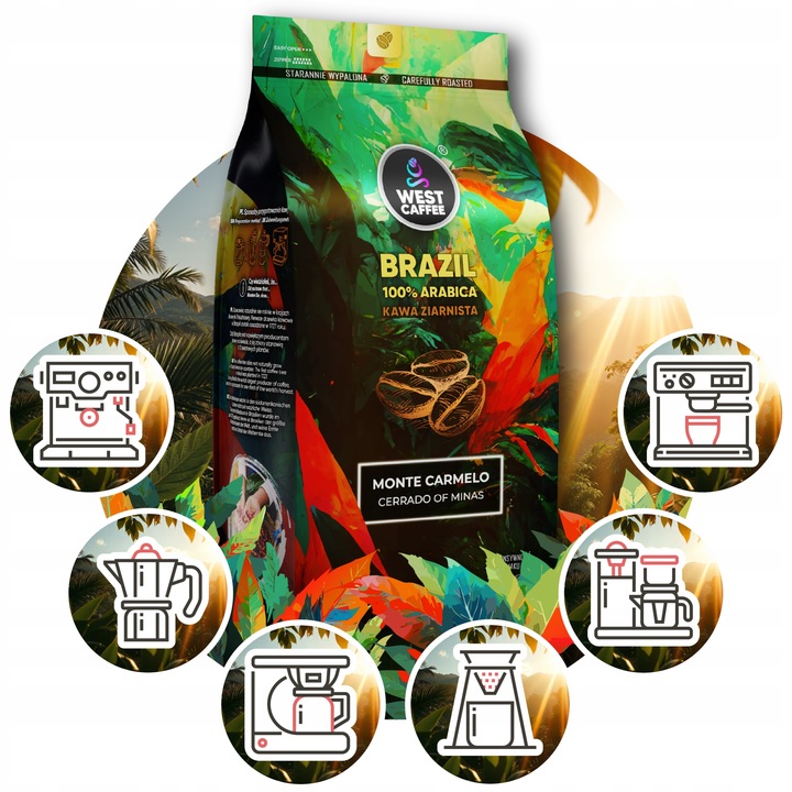 Kawa ziarnista Brazylia 1kg Świeżo Palona - 100% Arabica - Monte Carmelo