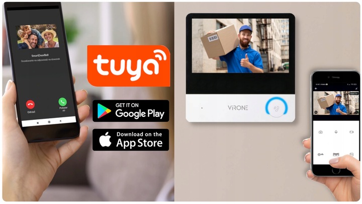 WIDEODOMOFON WiFi Domofon Full HD Czytnik BRELOKI Brama 7" + APLIKACJA