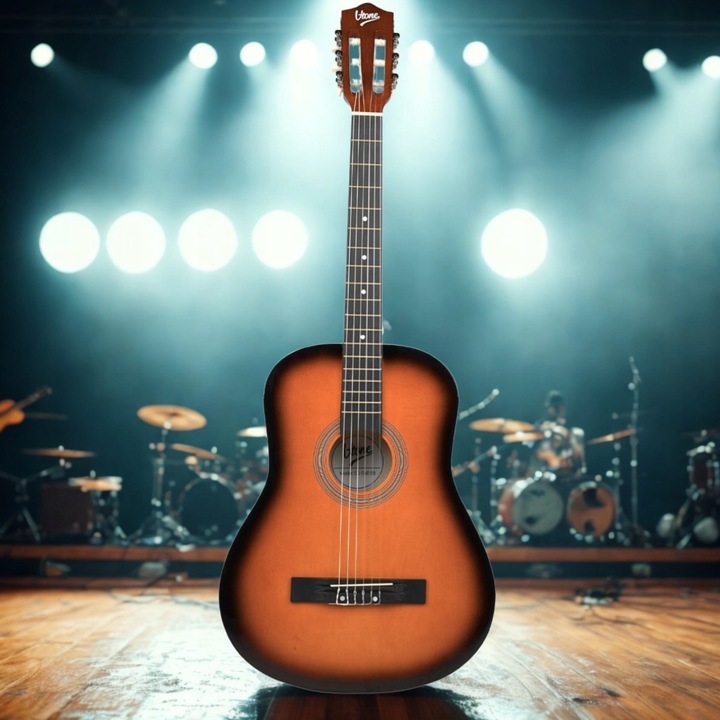 GITARA KLASYCZNA 4/4 DO NAUKI DLA POCZĄTKUJĄCYCH STROIK + KOSTKI + AKORDY