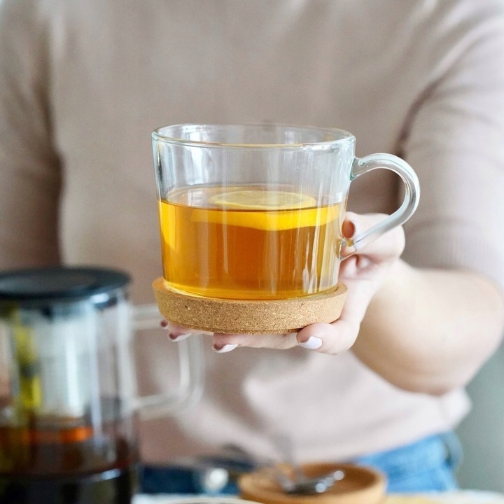 Zestaw KUBKI Szklane SZKLANKI do KAWY i HERBATY z UCHEM Tadar Sue 6x450 ml